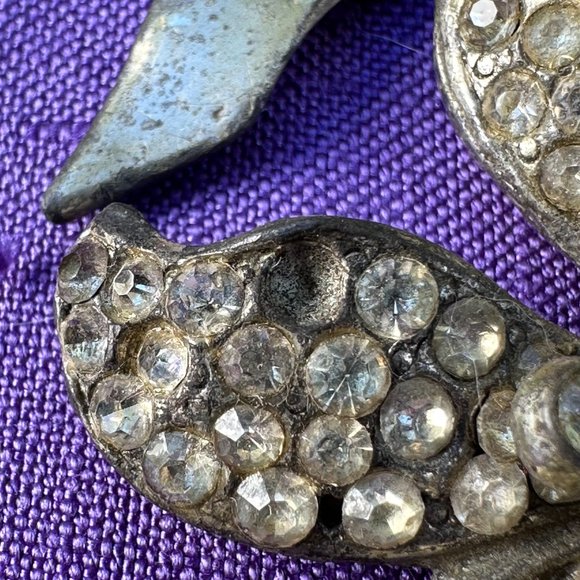 Vintage 1930s  - 1940s Art Deco or Nouveau Large Pave Rhinestone Lily Brooch Pin - Picture 4 of 14